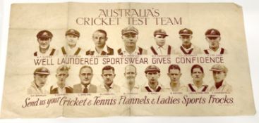 1930s Australian Cricket Tour Advertising Flyer - laundry sport cleaning service - paper size 25cm x