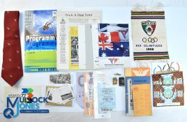 A collection of various Athletics and Olympic Games items - c1970s Olympic Games Tie, 1968 Olympic