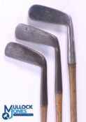 3x Assorted putters - incl' wry neck round backed blade stamped Melville Brown maker St Andrews, t/w