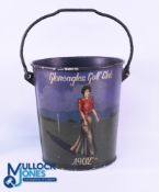 Interesting Cast Iron Hand Painted Golfing Scene Bucket - inscribed Gleneagles Golf Club 1902