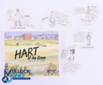 John Hart signed Golfing Book and Sketches (6) to incl ltd ed 