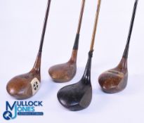 Variety of Early Makers Coated Steel Shafted Large Headed Woods (4) to incl Nicoll Hand of
