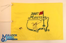 Autograph - Signed Zac Johnson (Winner) 2007 Masters Golf Pin Flag signed to the front in ink,