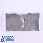 1902 Gentleman's Silver Golfing Visiting Card Case - decorated with finely embossed period golfer at