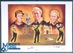 Joe Austen The Big Three ltd ed Giclee Print, images and signature of 2 players Gary Player Arnold