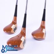 Golden RAM made in USA persimmon woods (3) features 1, 3 and 5 wood, all with sole plates,