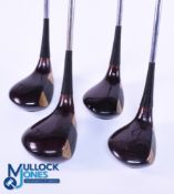 4x LYNX USA persimmon dark stained woods - includes 1,3,4 and 5 examples, all with face inserts,