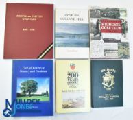 Six Golf Hardback History Books - Bristol and Clifton Golf Club 1891-1991, Golf on Gullans Hill 1985