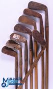 Restoration - 8x Assorted irons and putters - incl long irons, medium irons and niblicks, 1x