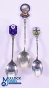 3x Various Silver and Enamel Golfing Teaspoons from 1918 onwards - Hanger Hill Golf Club with enamel