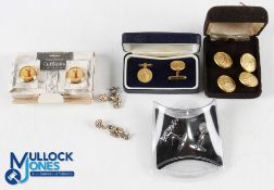 Golfers Cufflinks & Blazer Button, to include a 925-silver set of golf bag and golf ball, St Michael