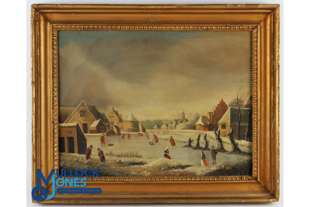 Early Dutch Golfing Scene circa 15thc - oleograph on canvass artist unknown - from a version of golf - Image 1 of 2