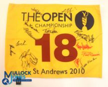 Autographs - Multi-signed 2010 The Open St Andrews Golf Pin Flag - signed in ink to the front,