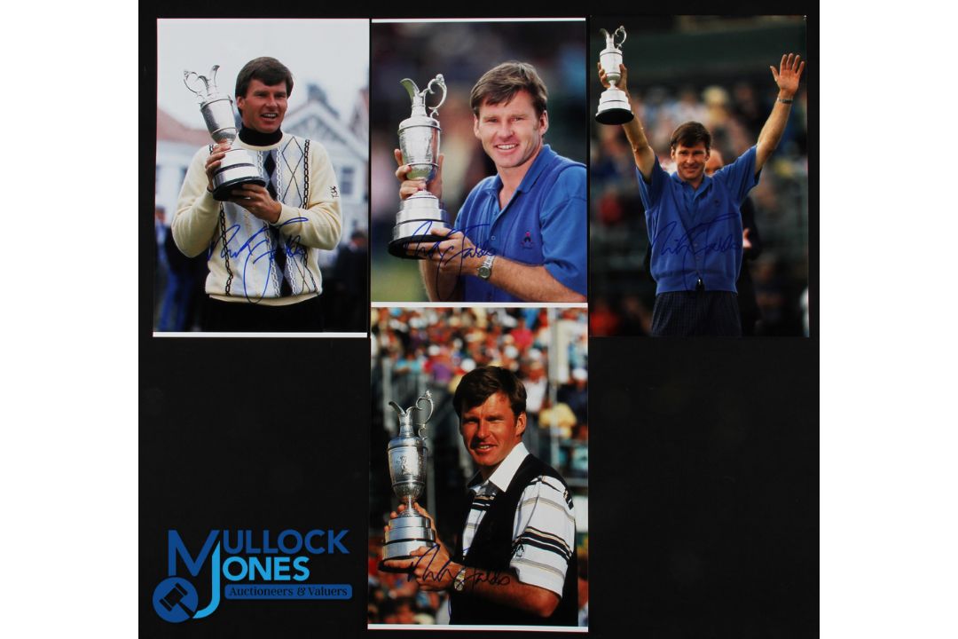Nick Faldo 3x Open Golf Champion Collection of Signed Open Winners Golf Press Photographs (4) - each