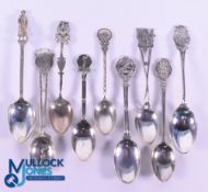Interesting Collection of Various English Golf Club Silver Teaspoons (9) to incl 'VGC 1932' engraved