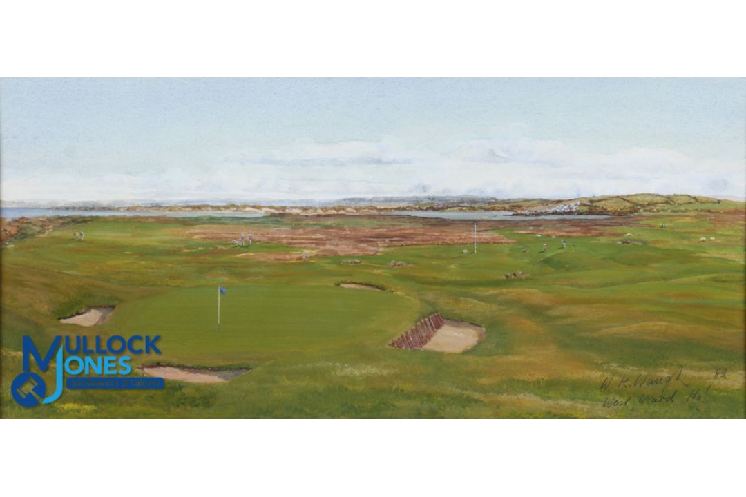 Bill Waugh - Westward Ho! Golf Links original watercolour signed and dated '82 comprising a view - Image 2 of 2
