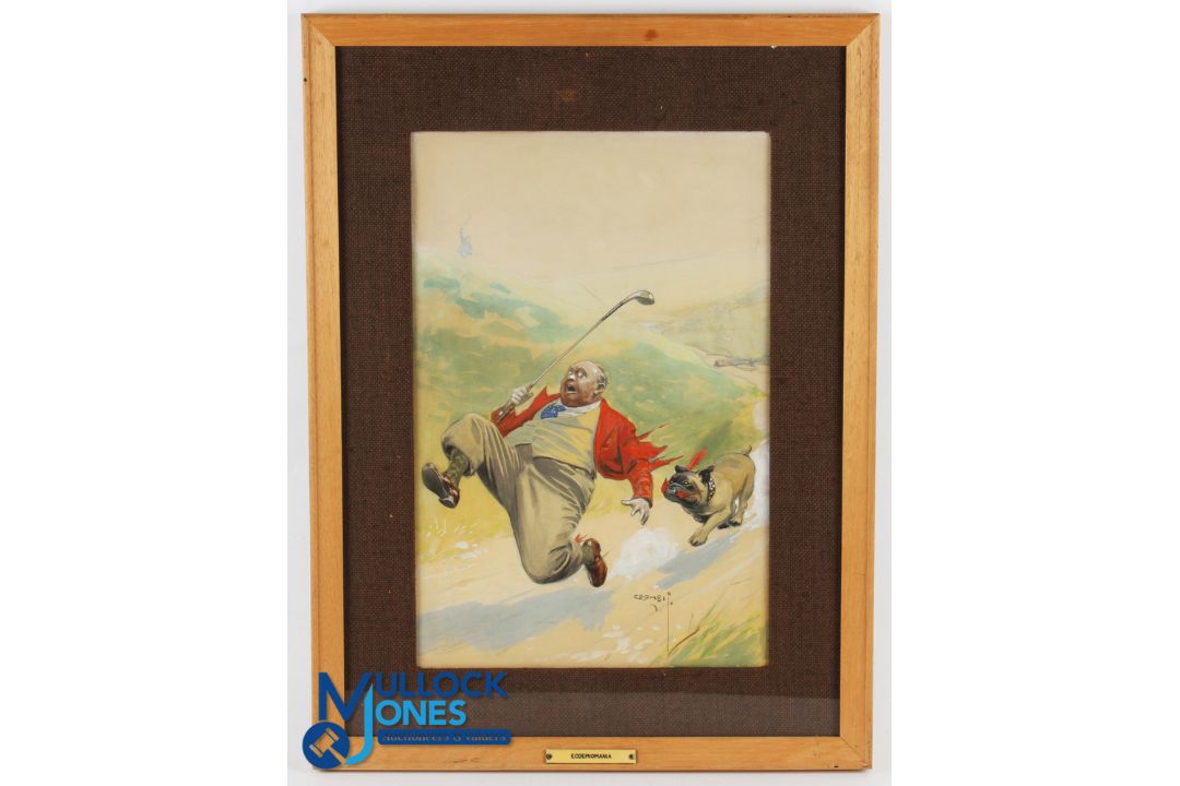 Crombie, Charles (b.1885-d.1967) - original golfing comic watercolour titled "Ecdemiomania' with