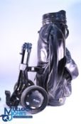 Vintage Slazenger Black 6 Sections Golf Bag with hood, a Wimbledon Park GC shoulder strap support,