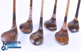 6x Various Good Size Socket Head Woods to incl 4x brassies and 2x drivers - 2x spoons one stamped
