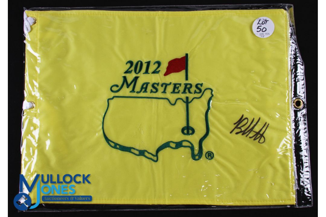 Bubba Watson 2012 Masters Golf Champion Signed Pin Flag - official souvenir embroidered pin flag