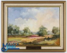 Douglas V Baldwin original signed Walton Heath Golf Course scene oil on canvas titled 'Across Walton