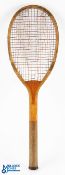 Period A Baily & Co Glastonbury Tennis Racket - 13oz with maker marked leather butt cap - wear to