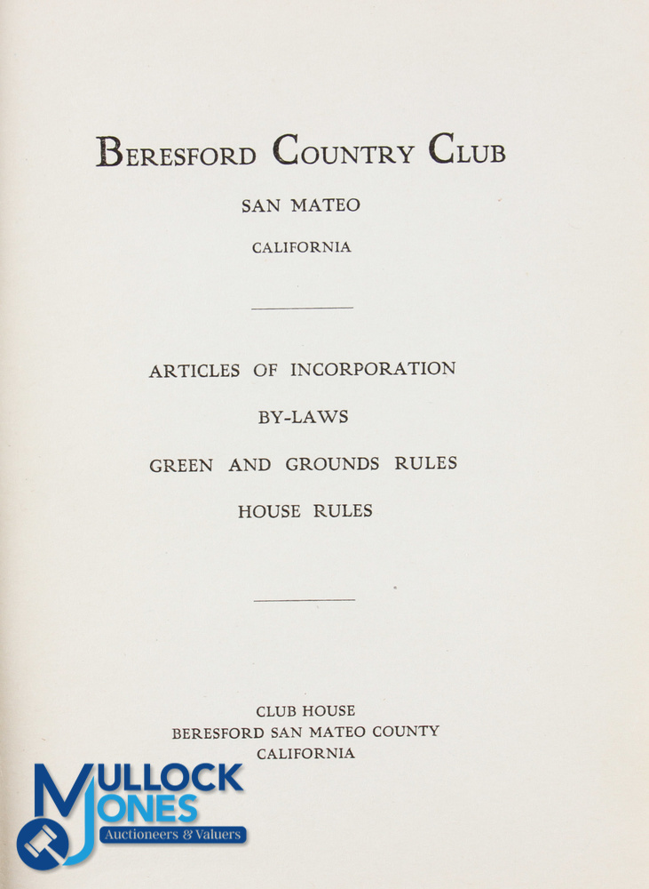 Rare 1912 Beresford Golf & Country Club, San Mateo California Original Members Hand and Rule - Image 2 of 2