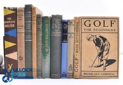 Ten period Golf Instructions Hardback Books - The Complete Golfer 1954 Herbert Warren Hind,