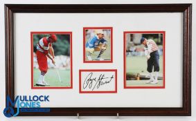 Payne Stewart 2x US Open Golf Champion signed display - comprising 3x colour images wearing his