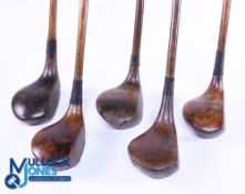 5x Various Medium Socket Head Woods to incl 2x brassies and 3x drivers to incl R Forgan & Son St