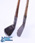 2x Carruthers Patent bore through irons - incl' a lofted iron showing the faint maker's patent