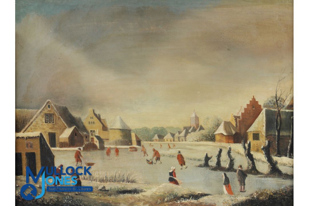 Early Dutch Golfing Scene circa 15thc - oleograph on canvass artist unknown - from a version of golf - Image 2 of 2