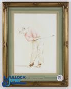 Sam Snead 1946 Open Golf Champion Water Colour - signed by the artist Stephen John Irish - titled 