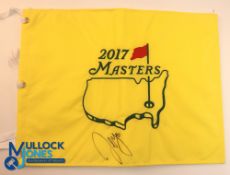 Autograph - Signed Sergio Garcia (Winner) 2017 Masters Golf Pin Flag signed in ink to front,