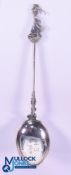 Fine 1911 Lady Margaret Scott Style Silver Golfing Teaspoon - a detailed golfing figure with plain