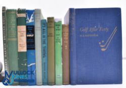 Ten period hardback Golf Books - British Golf 1946 Bernard Darwin, Golf Is My Game 1961 Bobby Jones,