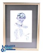 Worcester Cricketer David Leatherdale Benefit Year 2003: Print Caricature by Chris Everton, signed