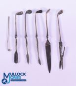 Collection of Golfing Silver Ladies Manicures (6) - comprising a set of five tools all stamped