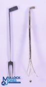 2x Silver and Silver Plate Golf Club Cocktail/Drinks Items - golf club twizzle stick c/w golf