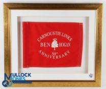 Carnoustie Links Ben Hogan 50th Anniversary Flagpole Pennant, well framed and mounted, size #71cm