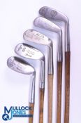 5x Rustless irons - incl' Rangefinder Skelpie shallow round headed iron, large head Compass mashie