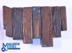 Collection of Various Period Golf Club Carry Bags Advertising Copper Printers Block Plates (7) -