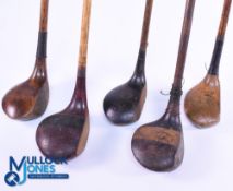 5x Assorted socket neck woods - to incl' 3x Drivers incl' large head black striped top, C Smith & Co