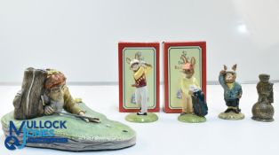 Golf Ornaments - A 1974 Naturecraft Golfer, three Royal Doulton Bunnykins figures - Caddie, Golfer