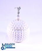 Golf Ball Ice Bucket - with white metal Golfing figure atop a golf ball - reg no 920927 to base,