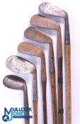 6x Assorted irons - to incl' Gibson star marked No 2 iron, large head rustless niblick with multi-