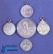 Assorted Golf Medals (5) featuring Hook Golf Club Sept 23rd 'P F Morton' 1893 Ladies Challenge Cup