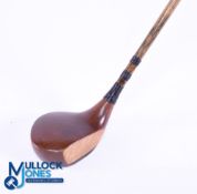 Slazenger Patent screw neck shallow faced dark stained persimmon driver and perimeter brass sole