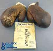 Ted Kid Lewis Boxing Gloves: a pair of 'vintage' boxing gloves purported to be original pair of