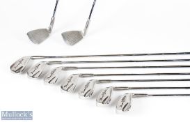 Powerbilt Citation Golf irons (9) features 3, 4, 5, 6, 7, 8, 9 PI, and SW stainless USA to hosel